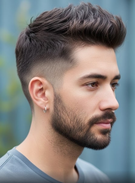 Sharp Spiky Hair with Mid Taper Fade