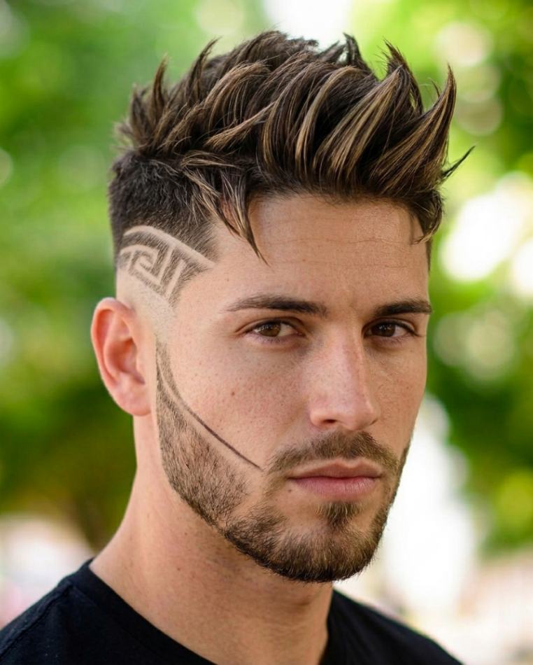 Spiky Quiff with Low Fade and Hair Design
